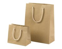 Shopper - maniglie cordino cotone - 27 x 37 + 12 cm - 160 gr - carta kraft - avana - PNP - conf. 12 pezzi