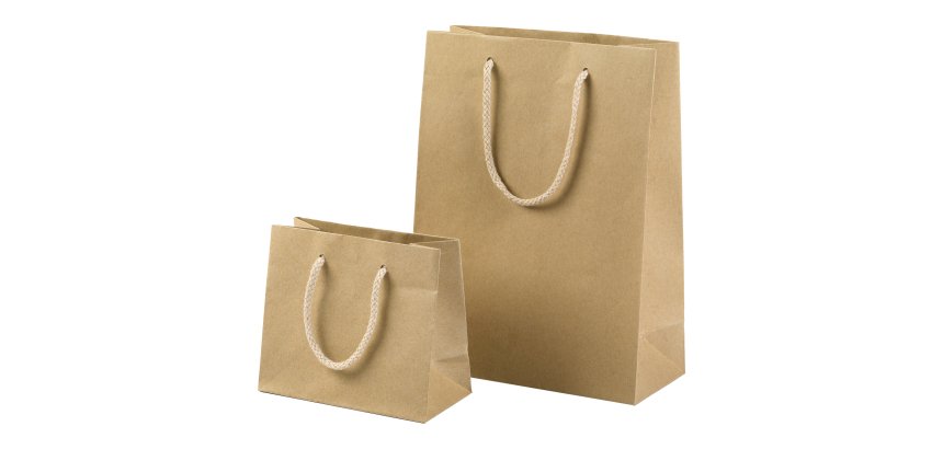 Shopper - maniglie cordino cotone - 27 x 37 + 12 cm - 160 gr - carta kraft - avana - PNP - conf. 12 pezzi