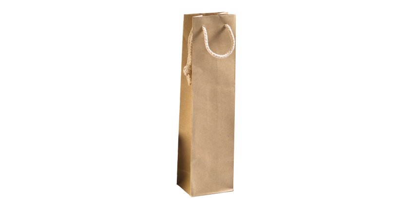 Portabottiglie - maniglie cordino cotone - 12 x 39 + 9 cm - 160 gr - carta kraft - avana - PNP - conf. 12 pezzi