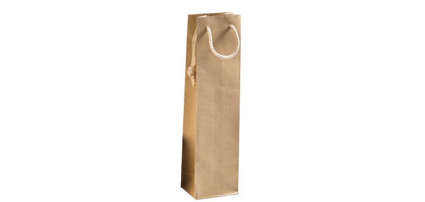 Portabottiglie - maniglie cordino cotone - 12 x 39 + 9 cm - 160 gr - carta kraft - avana - PNP - conf. 12 pezzi