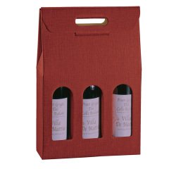 Scatola - 3 bottiglie - 27 x 9 x 38,5 cm - cartone seta - bordeaux - Scotton