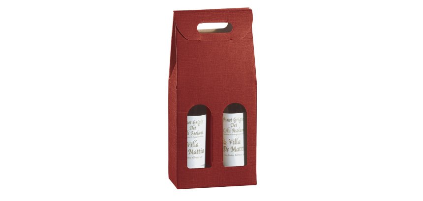 Scatola - 2 bottiglie - 18 x 9 x 38,5 cm - cartone seta - bordeaux - Scotton