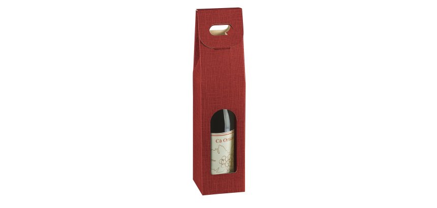 Scatola - 1 bottiglia - 9 x 9 x 38,5 cm - cartone seta - bordeaux - Scotton