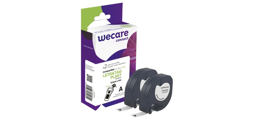 Armor - Nastro Compatibile in Plastica DYMO Letratag (12mmX4mt) - Bianco