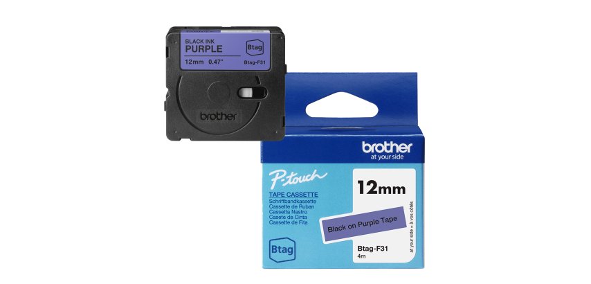 Brother - Nastro -  Nero/Viola - BTAGF31 - 12mm x 4mt