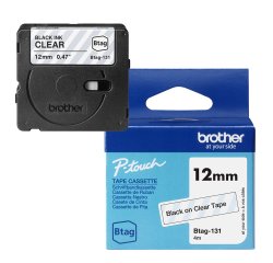 Brother - Nastro adesivo - Nero/Trasparente - 12mm x 4mt - BTAG131