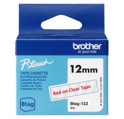 Brother - Nastro adesivo - Rosso/Trasparente - 12mm x 4mt - BTAG132