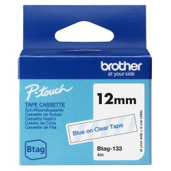 Brother - Nastro adesivo - Blu/Trasparente - 12mm x 4mt - BTAG133
