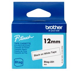 Brother - Nastro -  Nero/Bianco - BTAG231 - 12mm x 4mt