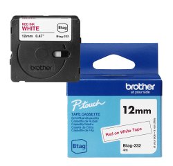 Brother - Nastro -  Rosso/Bianco - BTAG232 - 12mm x 4mt