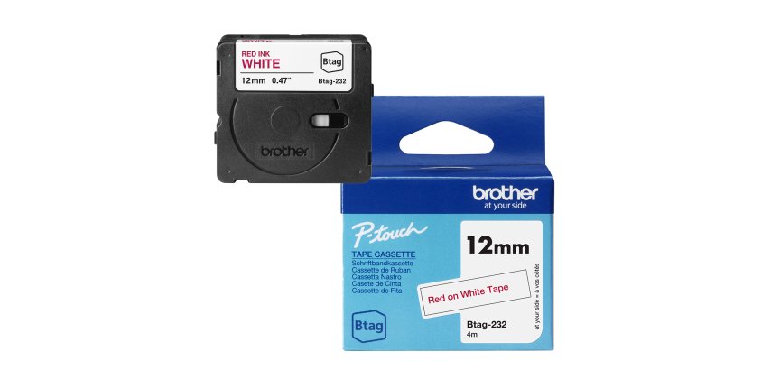 Brother - Nastro -  Rosso/Bianco - BTAG232 - 12mm x 4mt