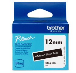 Brother - Nastro -  Bianco/Nero - BTAG335 - 12mm x 4mt
