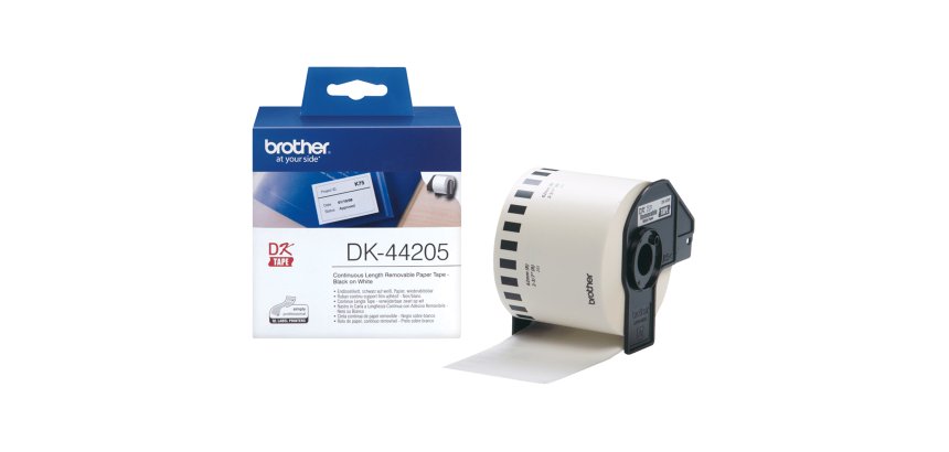 Brother - Rotolo etichetta continua - carta adesiva - Nero/Bianco - 62mm x 30,48mt - DK-44205
