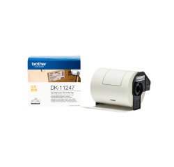 Brother - Rotolo 180 Etichette - carta adesiva - Nero/Bianco- 103,6 mm x 164,3 mm - DK-11247