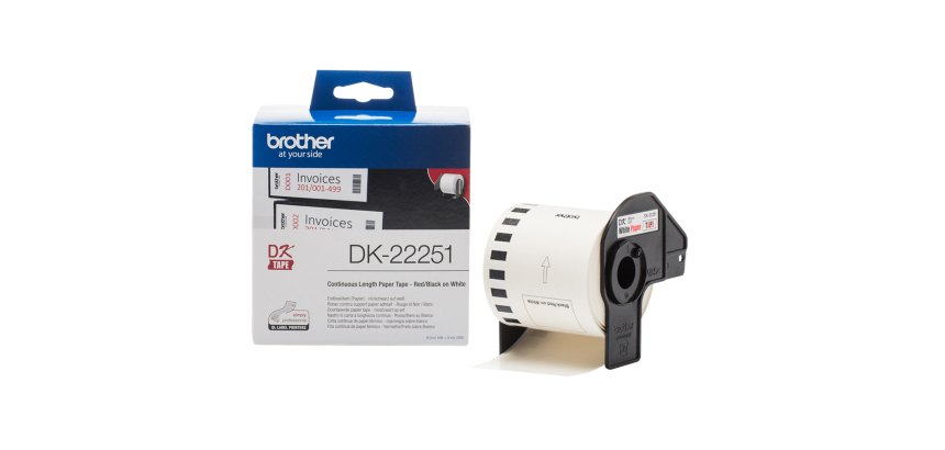 Brother - Rotolo etichetta continua - carta adesiva - Rosso/Bianco - 62mm x 15,26mt - DK-22251