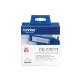 En_etiqueta brother dk22223 cinta papel continuo adhesiva removible blanca 50 mm x 30,48 mt