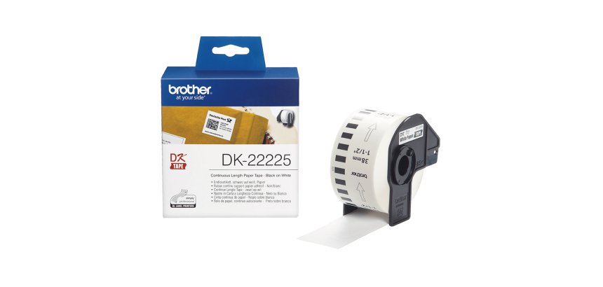 Brother - Rotolo etichetta continua - carta adesiva - Nero/Bianco - 38mm x 30,48mt - DK-22225