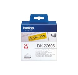Brother - Nastro adesivo - in pellicola - Nero/Giallo -  62mm x 15,24mt - DK-22606