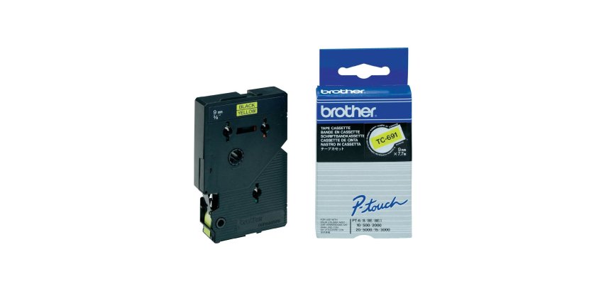 Brother - Nastro -  Nero/Giallo - TC691 - 9mm x7,7mt