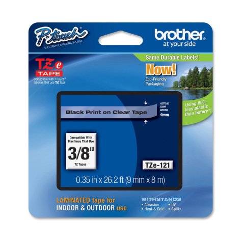 Brother - Nastro - Nero/Trasparente - TZ121 - 9mm x 8mt