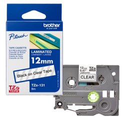 Brother - Nastro - Nero/Trasparente - TZE131 - 12mm x 8mt