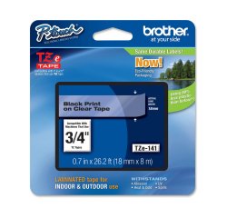 Brother TZE-141 label-making tape Black on transparent