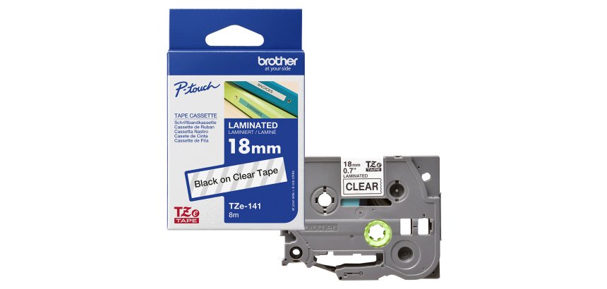 Brother - Nastro - Nero/Trasparente - TZE141 - 18mm x 8mt