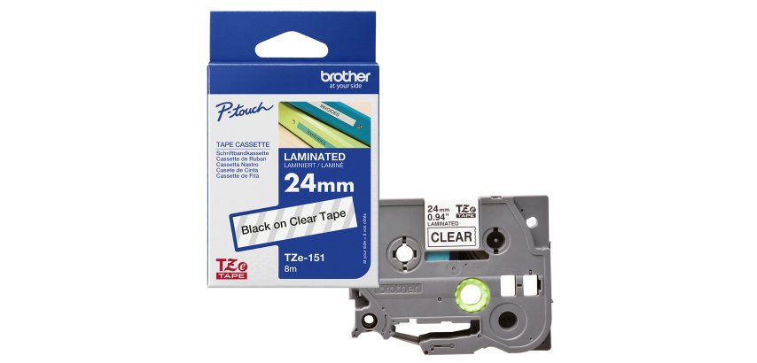 Brother - Nastro - Nero/Trasparente -TZE151 - 24mm x 8mt