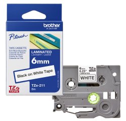 Brother - Nastro - Nero/Bianco - TZE211 - 6mm x 8mt