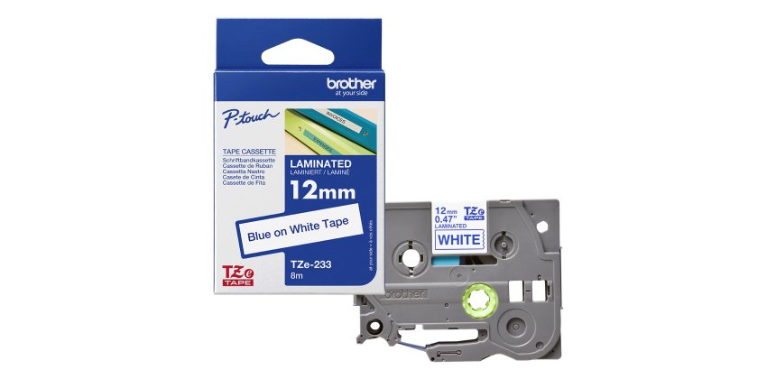 Brother - Nastro - Blu/Bianco  - TZE233 - 12mm x 8mt