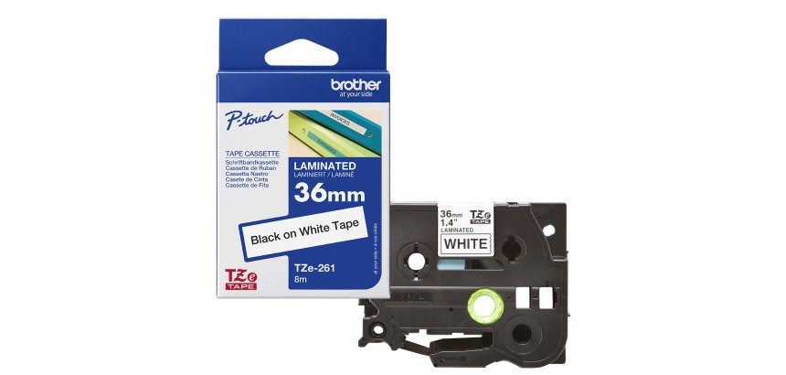 Brother - Nastro -  Nero/Bianco - TZE261 - 36mm x 8mt