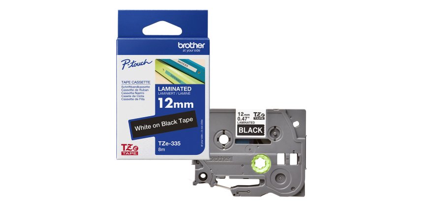 Brother TZE-335 label-making tape White on black TZ