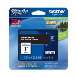 GB_Brother Gloss Laminated Labelling Tape - 24mm, White/Black TZ