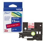 Brother TZE-435 label-making tape White on red