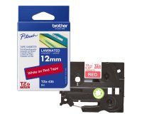 Brother TZE-435 label-making tape White on red