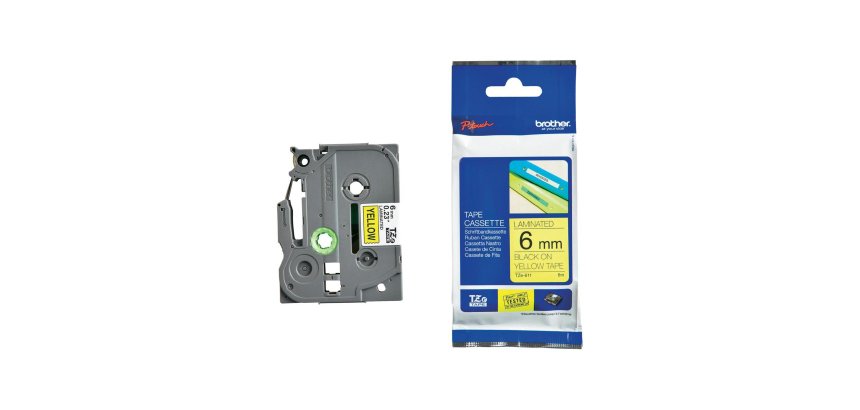 Brother - Nastro -  Nero/Giallo - TZE611 - 6mm x 8mt