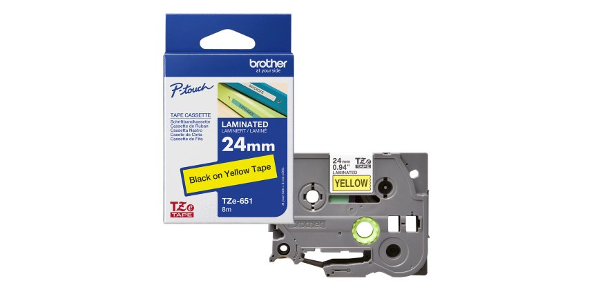 Brother - Nastro -  Nero/Giallo - TZE651 - 24mm x 8mt