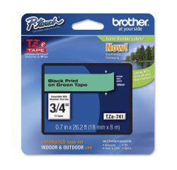 Brother - Nastro -  Nero/Verde - TZE741 - 18mm x 8mt