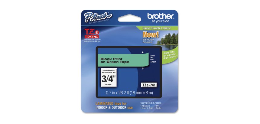 Brother - Nastro -  Nero/Verde - TZE741 - 18mm x 8mt