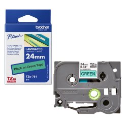 Brother - Nastro -  Nero/Verde - TZE751 - 24mm x 8mt