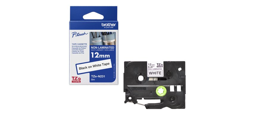 Brother TZE-R231 label-making tape Black on white