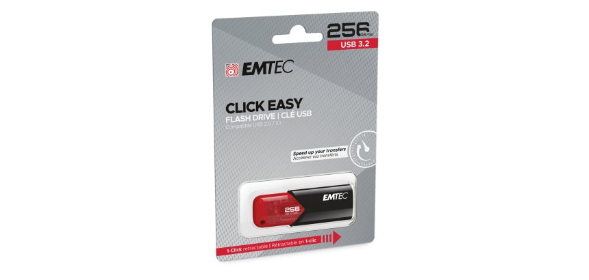 Emtec - Memoria USB B110 USB 3.2 Click&Easy - rosso - ECMMD256GB113 - 256 GB
