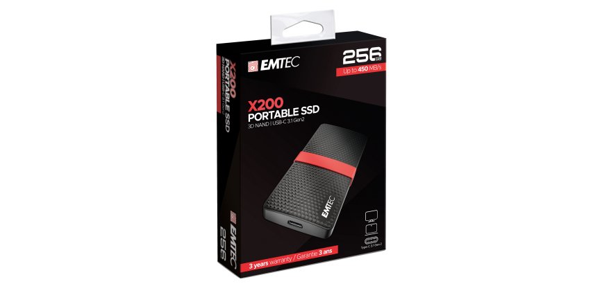 Emtec -SSD 3.1 Gen2 X200 Portable - ECSSD256GX200 - 256GB