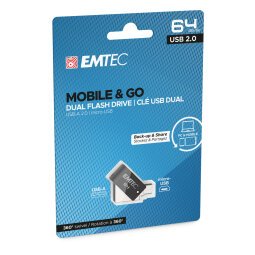 Emtec - Dual USB2.0 T260 - micro-USB - ECMMD64GT262B - 64GB