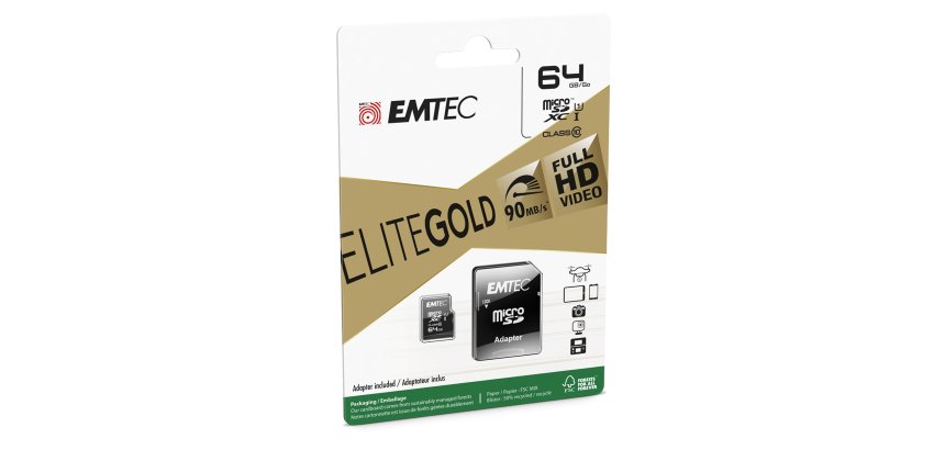 Emtec - Micro SDXC Class 10 Gold + con Adattatore - ECMSDM64GXC10GP - 64GB