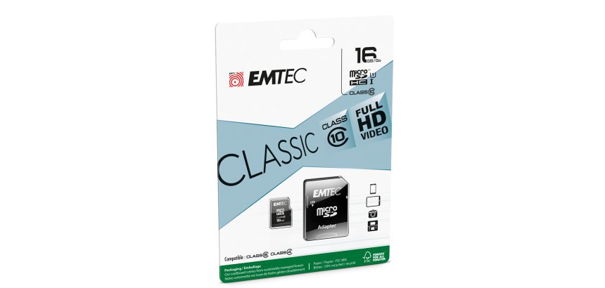 Emtec - Micro SDHC Class 10 Classic - ECMSDM16GHC10CG - 16GB