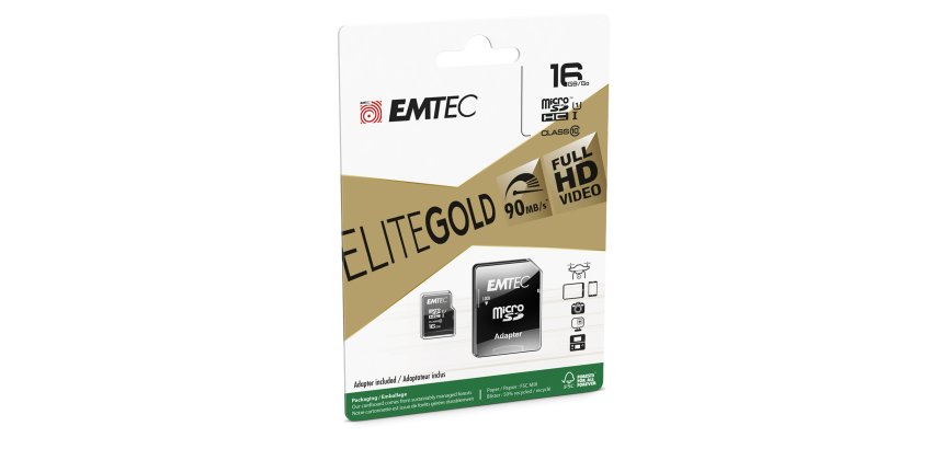 Emtec - Micro SDHC Class 10 Gold + con Adattatore - ECMSDM16GHC10GP - 16GB