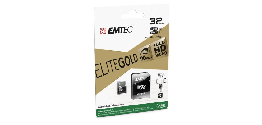 Emtec - Micro SDHC Class 10 Gold + con Adattatore - ECMSDM32GHC10GP - 32GB