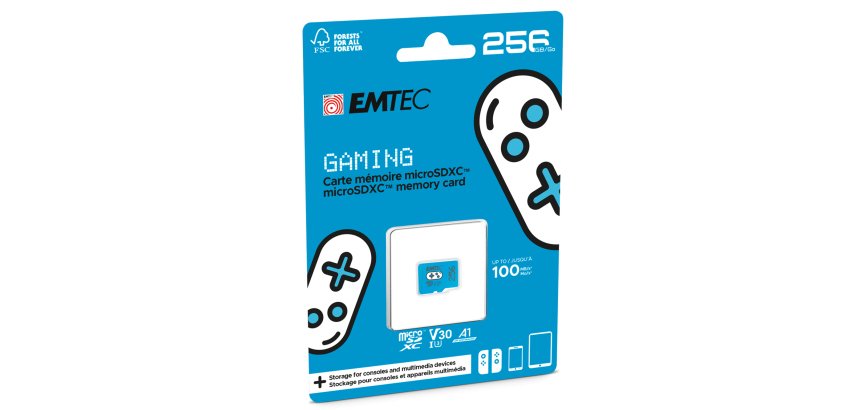 Emtec - mSD Gaming UHS-I U3 V30 A1 - Blu - 256GB - ECMSDM256GXCU3