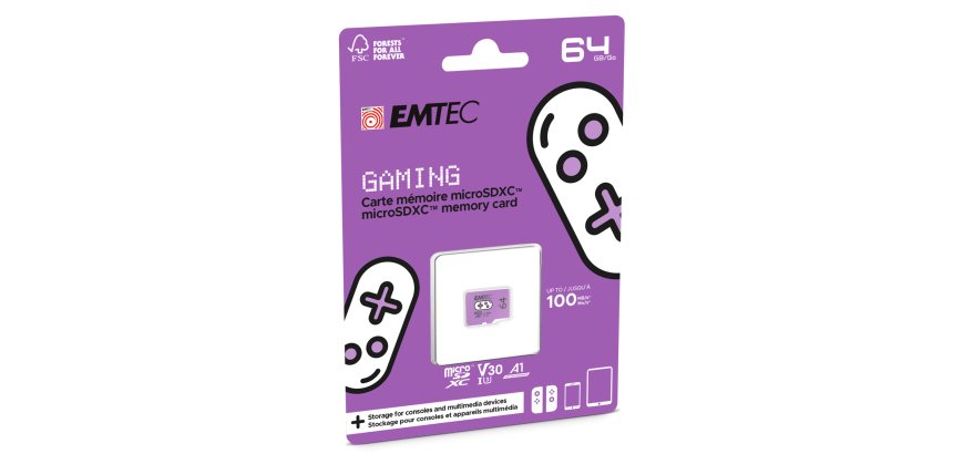 Emtec - mSD Gaming UHS-I U3 V30 A1 - Viola - 64GB - EMTSDM64GXCU3G